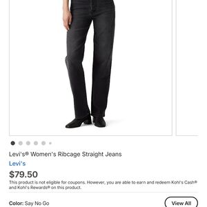 Levi's Women's Black Ribcage Straight Jeans Size 28/32